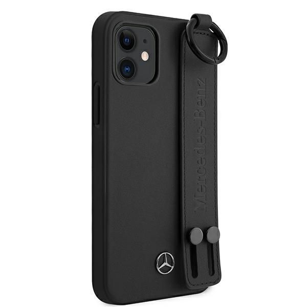 Etui Mercedes-Benz do iPhone 12 Mini 5,4" - Czarne z Paskiem