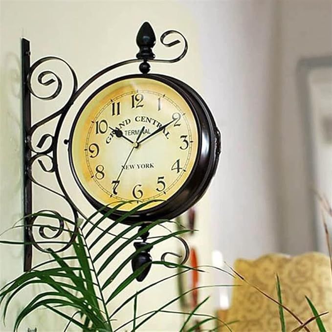 zegar ścienny retro dwustronny vintage salon kawiarnia 360