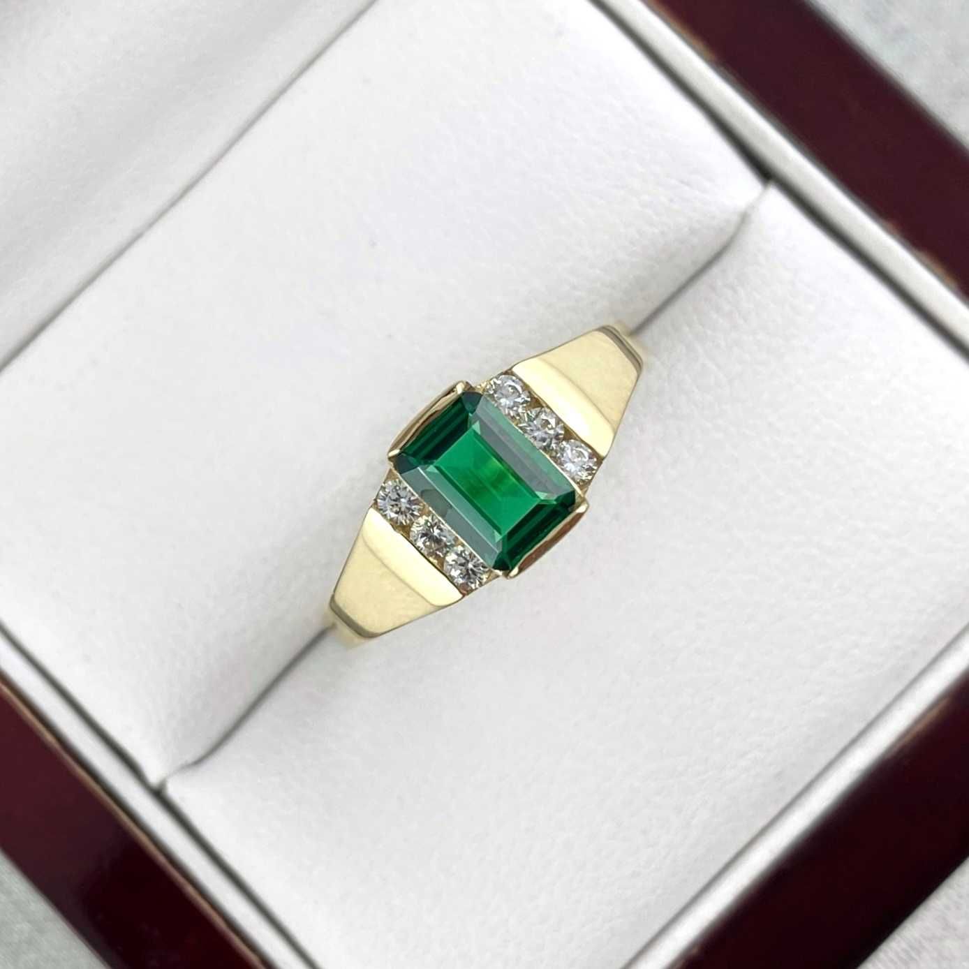 Cudowny ZŁOTY pierścionek z zieloną cyrkonią PR. 585 (14K) rozmiar 18