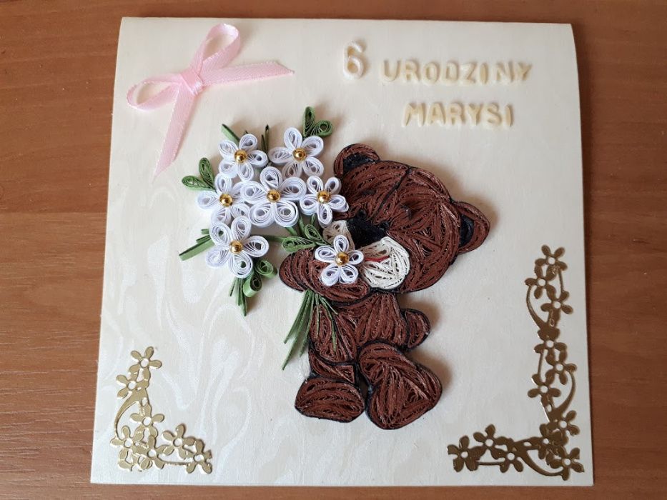 Kartki urodzinowe dla dzieci, ręcznie robione, quilling