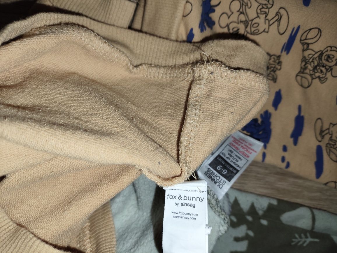 Zestawy 2 dresy niemowlaka 74 spodnie bluza kaptur leśne myszka paka