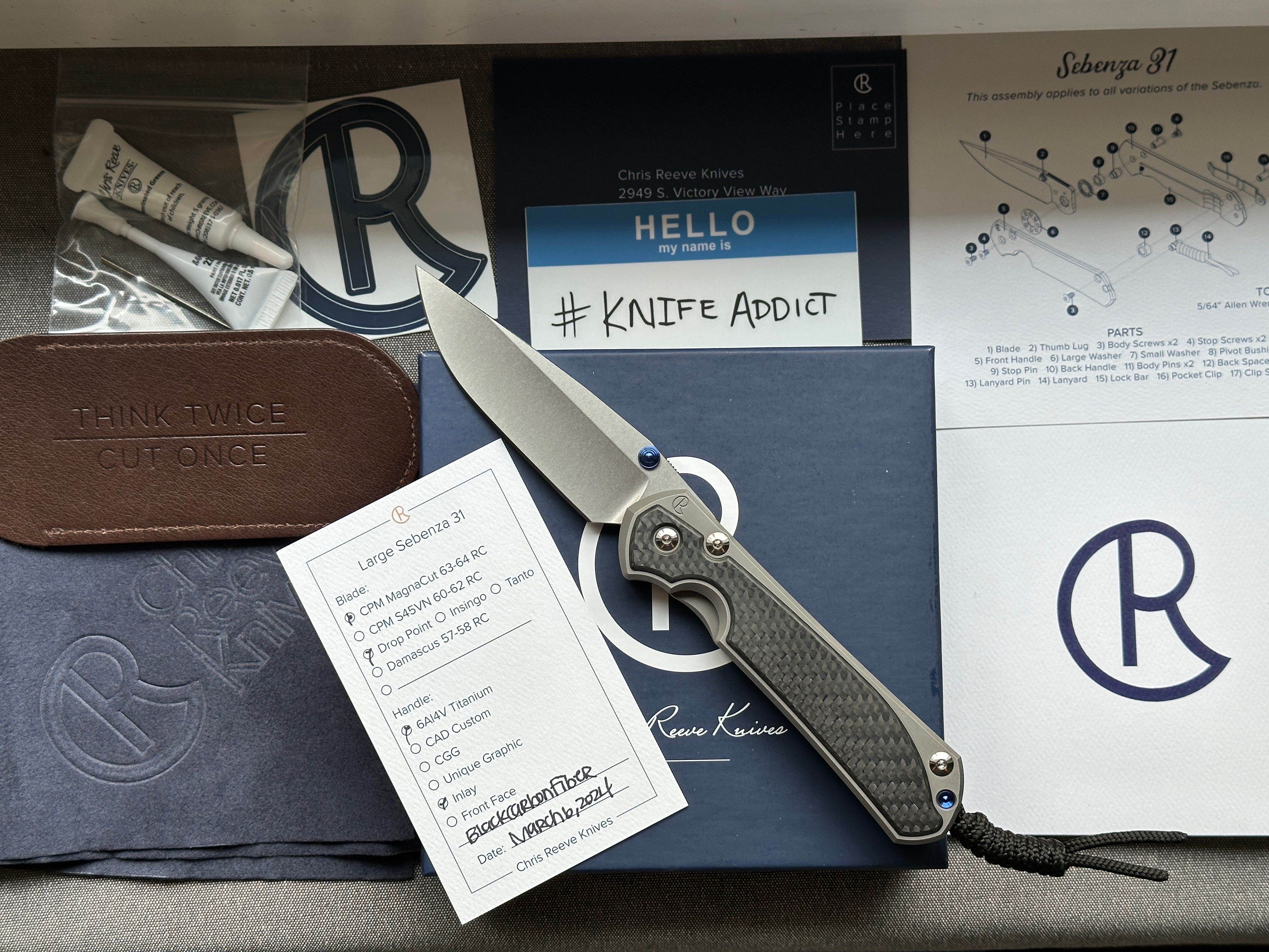 Nowy nóż CRK Large Sebenza 31 Carbon Fiber Magnacut