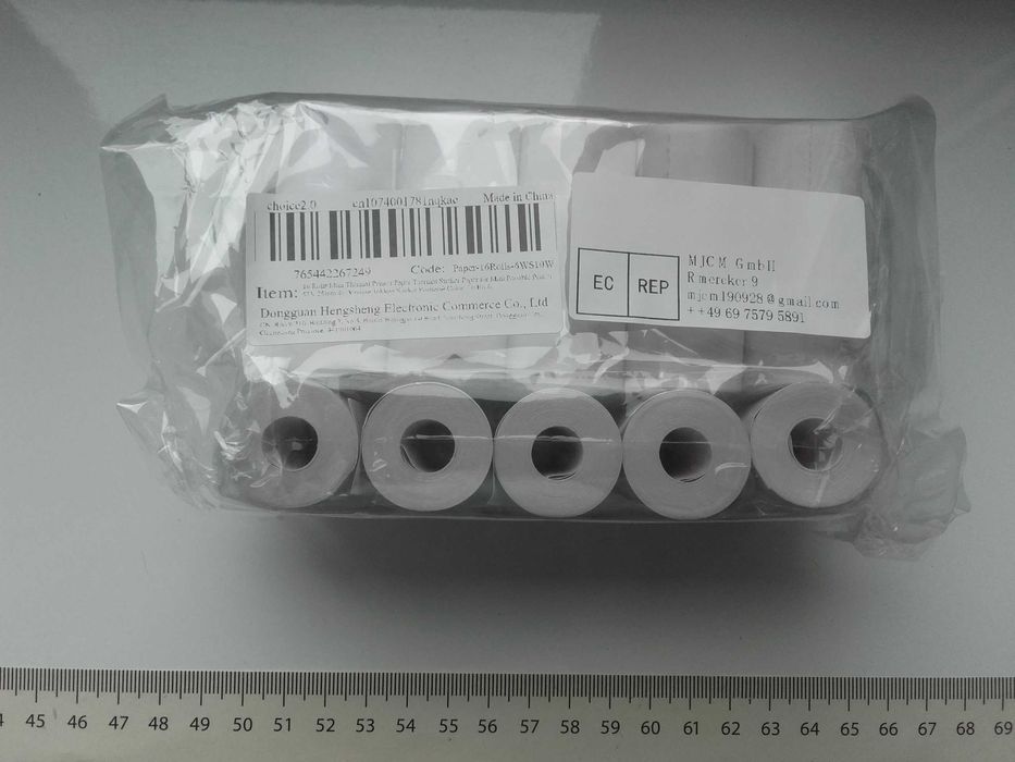 Rolki do mini drukarki termicznej 57mm x 25 x 4,5m, paragon