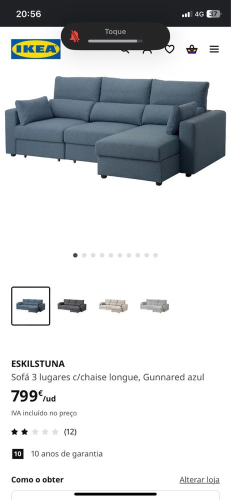 Sofa IKEA ESKILSTUNA 3 lugares com chaisse long