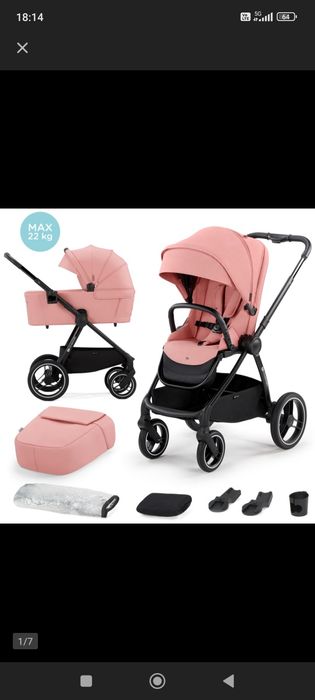 Wózek wielofunkcyjny Kinderkraft 2w1 NEA Różowy + Adaptery