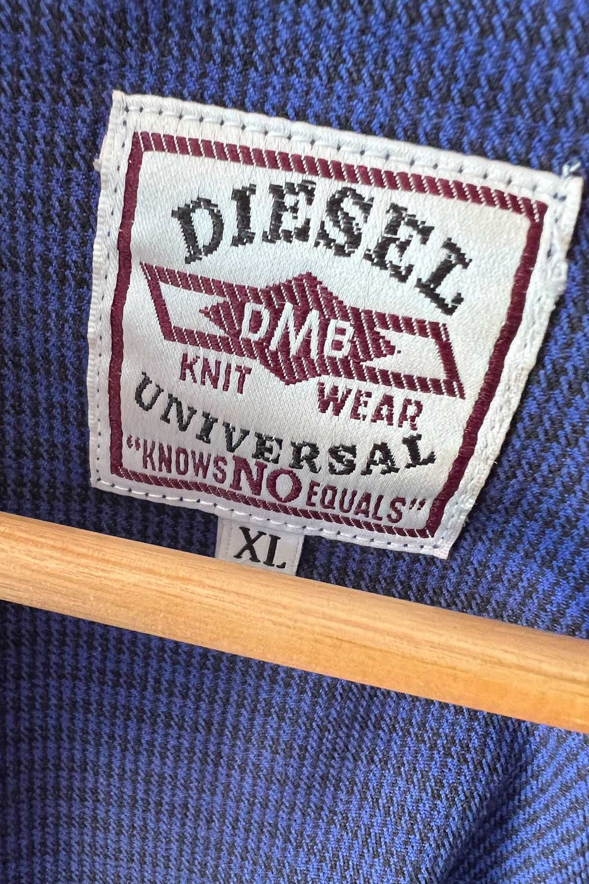 Diesel niebieska koszula w kratkę długi rękaw bawełna rozm. XL vintage