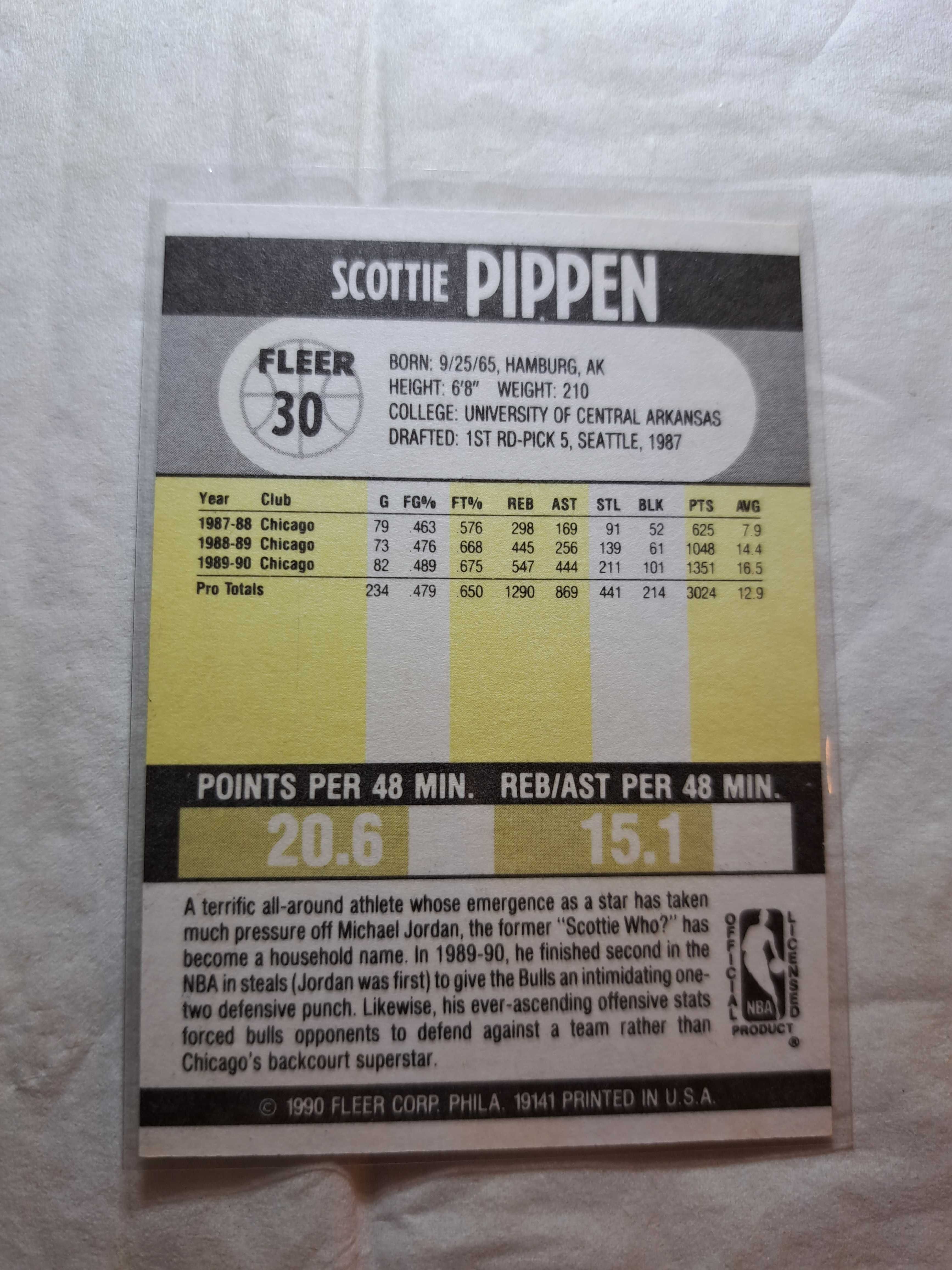 1990 Fleer Scottie Pippen #30 NM NBA