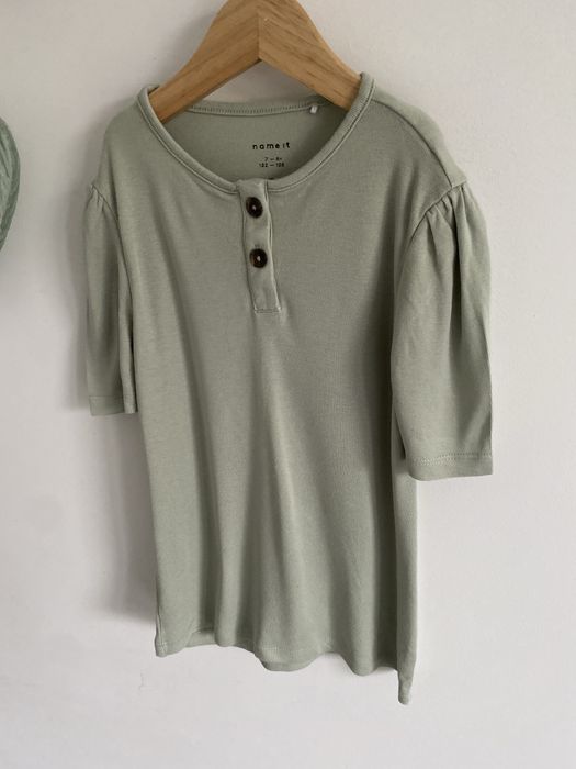Bluzka name it 122/128 pistacjowa bufki guziki