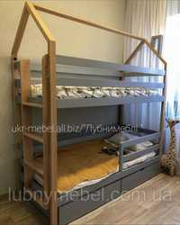 Кровать  двухярусная "Дом4", ліжко з дерева