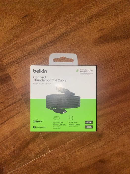 Кабель BELKIN THUNDERBOLT 4, 40Gbps, 100W, 2 m Black (INZ002BT2MBK)