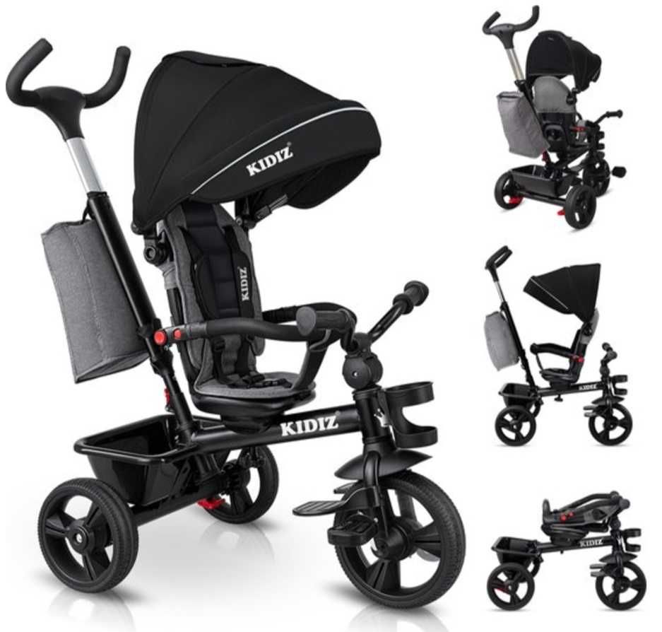 KIDIZ Rowerek BUGGY składany trójkołowy 5w1 dla dzieci od 1 rok czarny