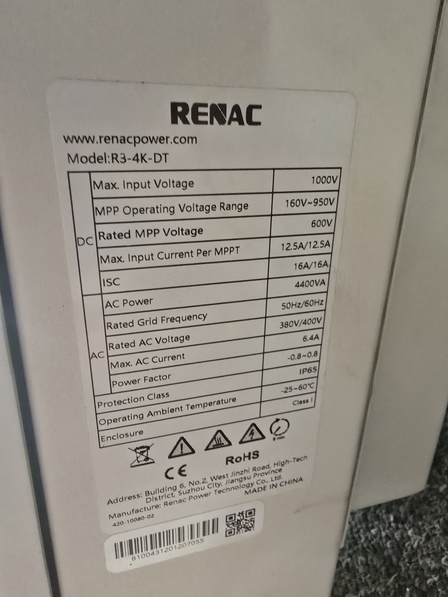 Inwerter falownik Renac R3-4K-DT Wifi