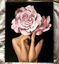 Готова картина Дівчина троянда, готовая картина