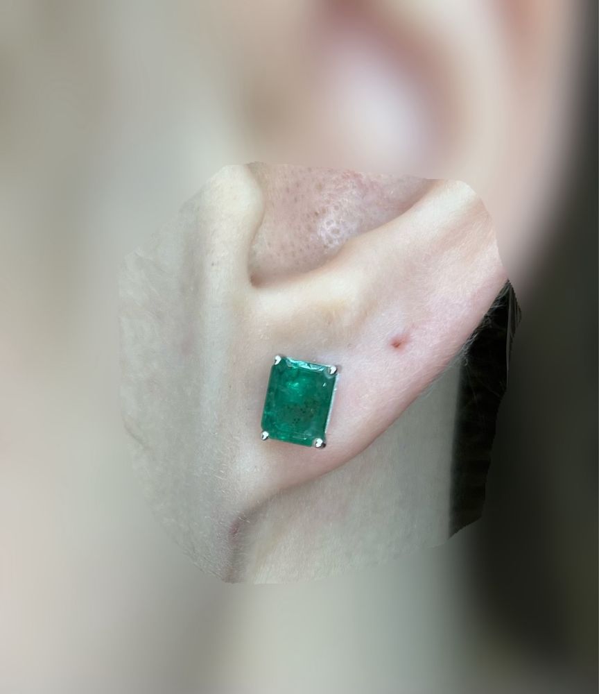 Серьги с изумрудами 2.60ct золото 585 сережки смарагд