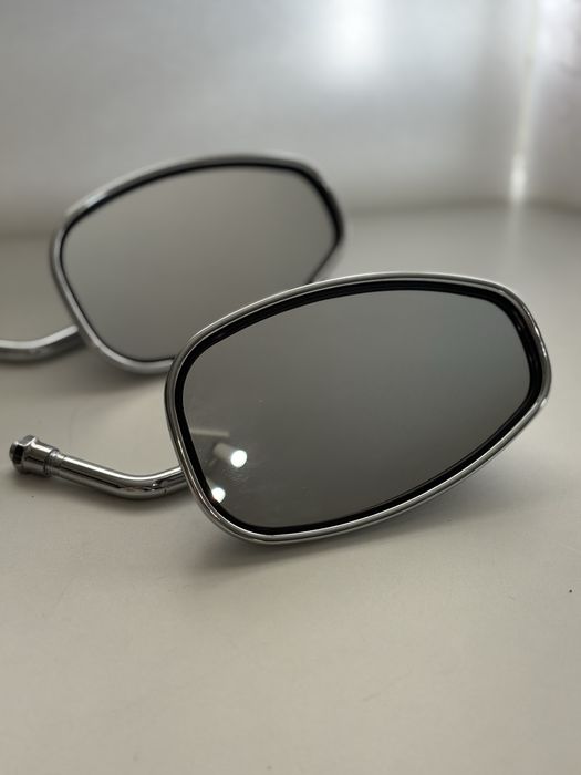 Chromowane lusterka motocyklowe retro - uniwersalne komplet