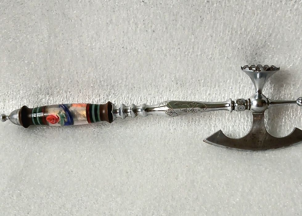 Винтажный топорик ручной работы ИТК латунь сталь ссср