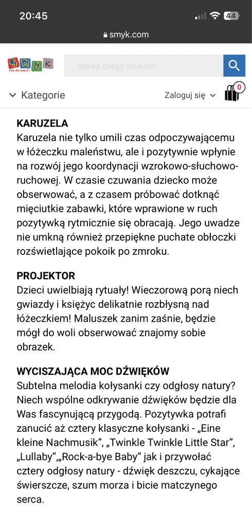 Karuzela do łóżeczka