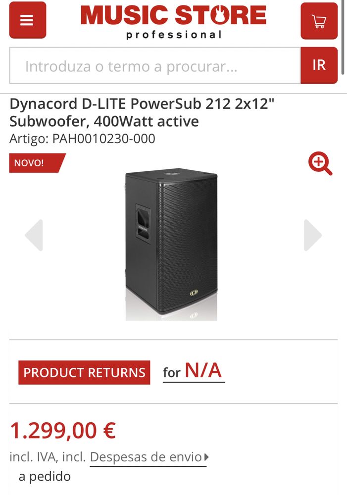 2x Subwoofer Dynacord Powersub 212 com crossover