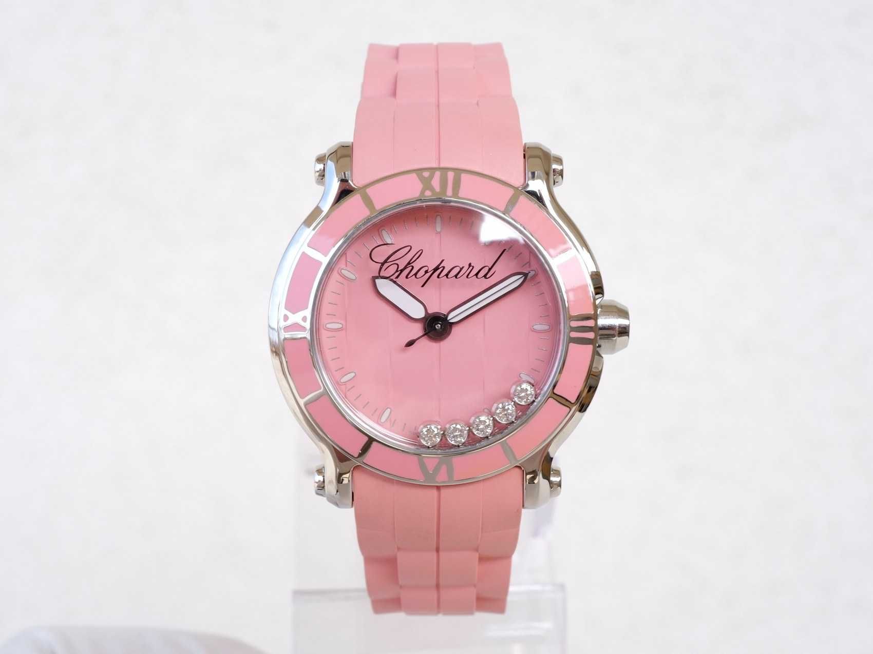 Chopard Happy Sport 36 Pink Dial 5 Diamonds Quartz 8475