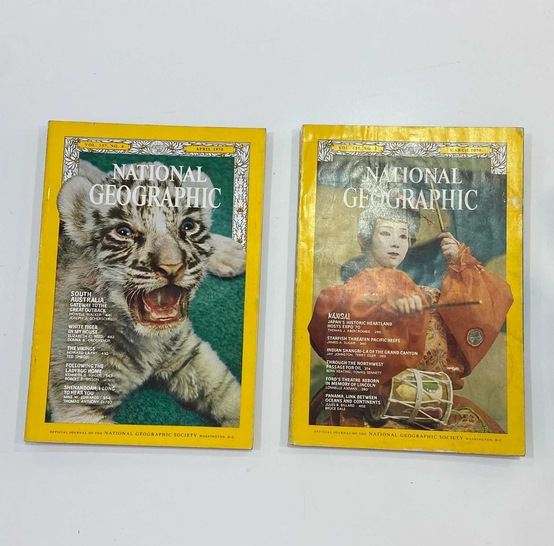 Conjunto de 5 revistas National Geographic Ano 1970 - Inglês