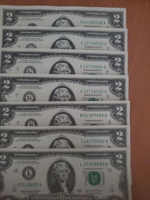 2 доллара США. Оригинал.  Интересные номера.