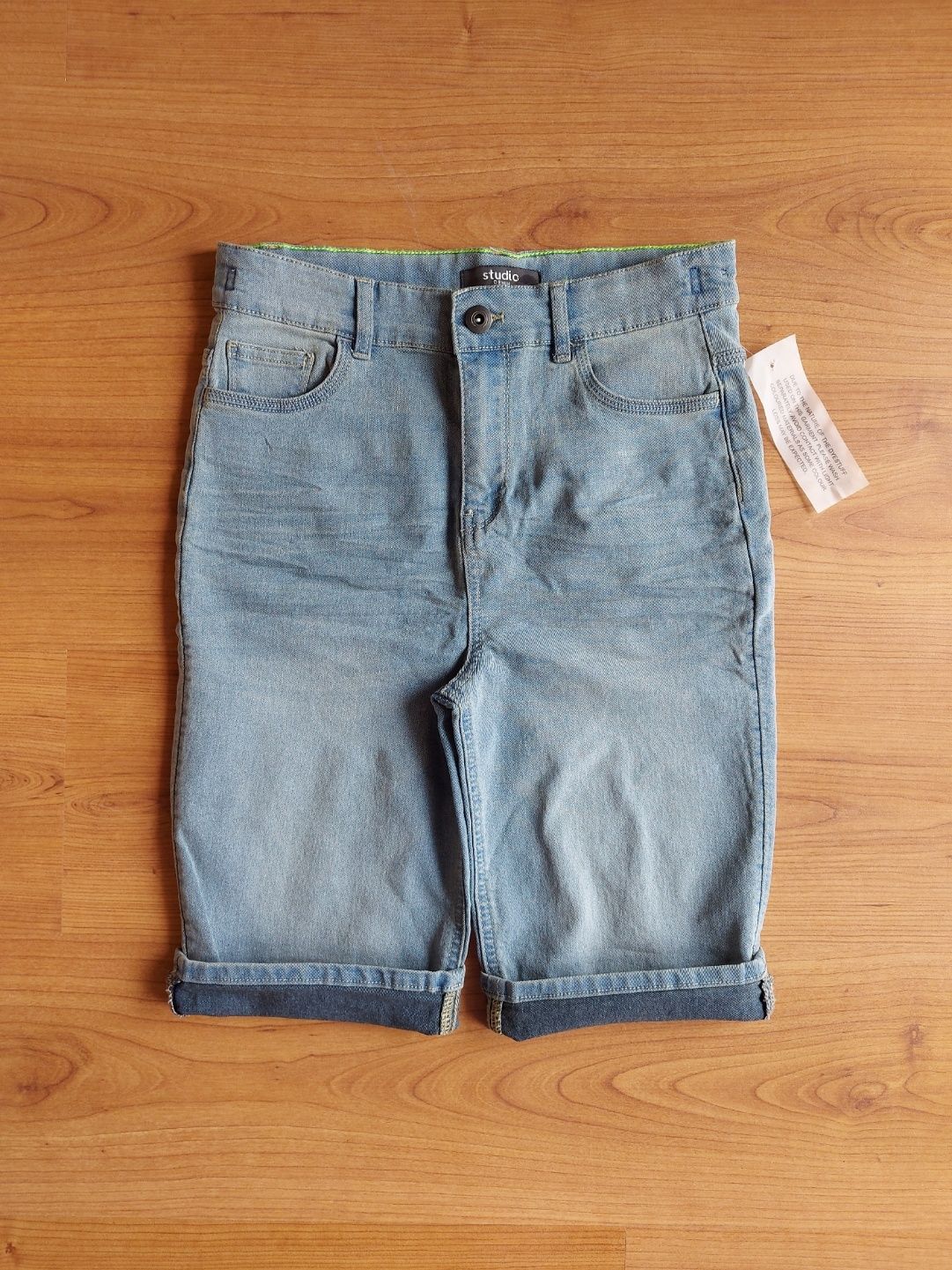 Нові блакитні джинсові шорти подовжені Studio на 12/13 років