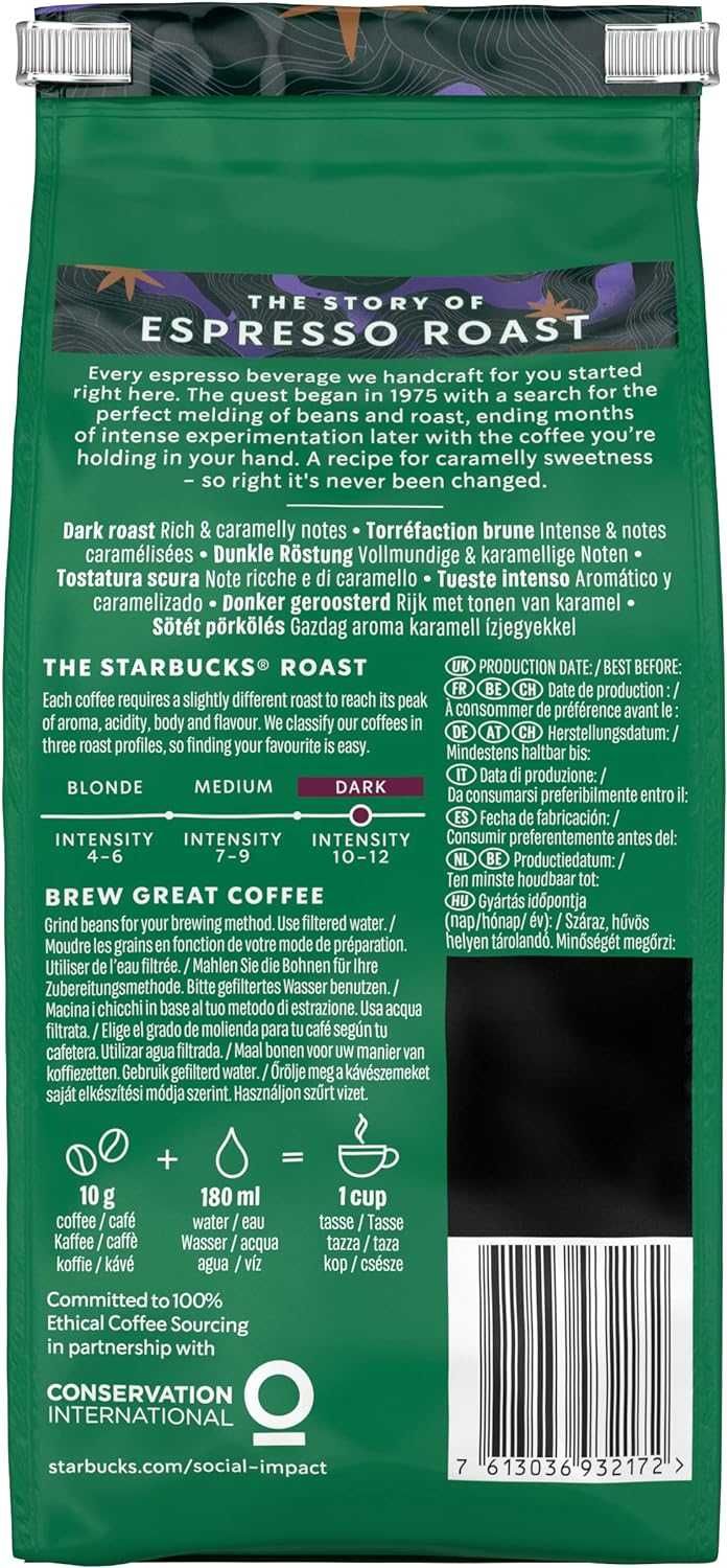 ZESTAW 6 STARBUCKS Espresso Roast, Dark Roast, Kawa Ziarnista 200g