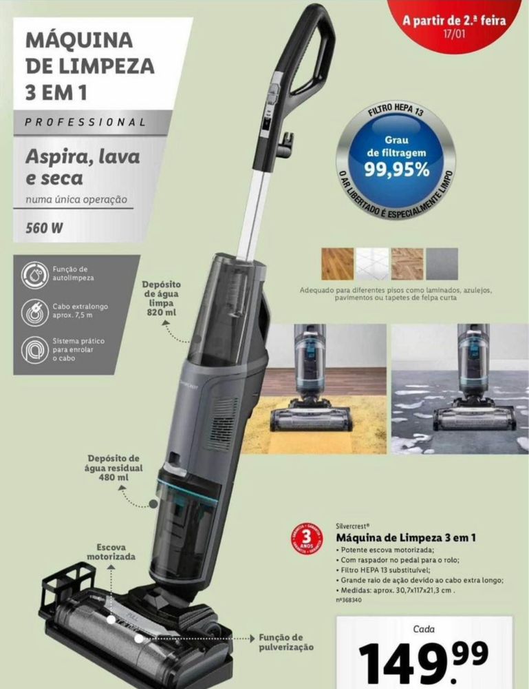 Aspirador vertical Silvercrest 3 em 1