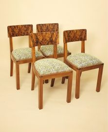 ART DECO, orzechowe krzesla po renowacji