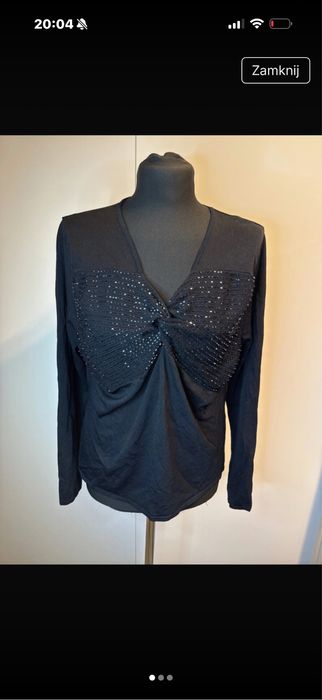 Czarna bluzka z cekinami damska L Riona Stone