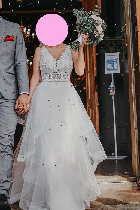 Suknia ślubna Fulara&Żywczyk 34 36 z welonem na niską osobę XS S