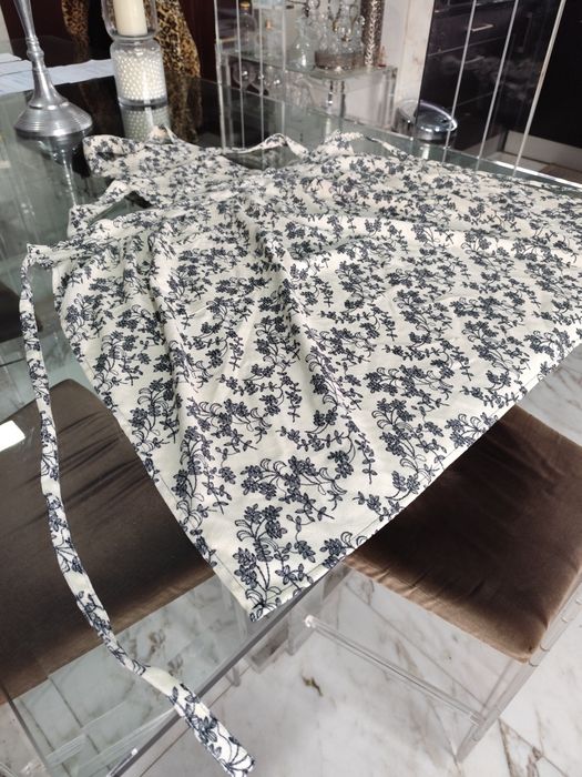 Avental novo estilo vintage Preto e branco  algodão