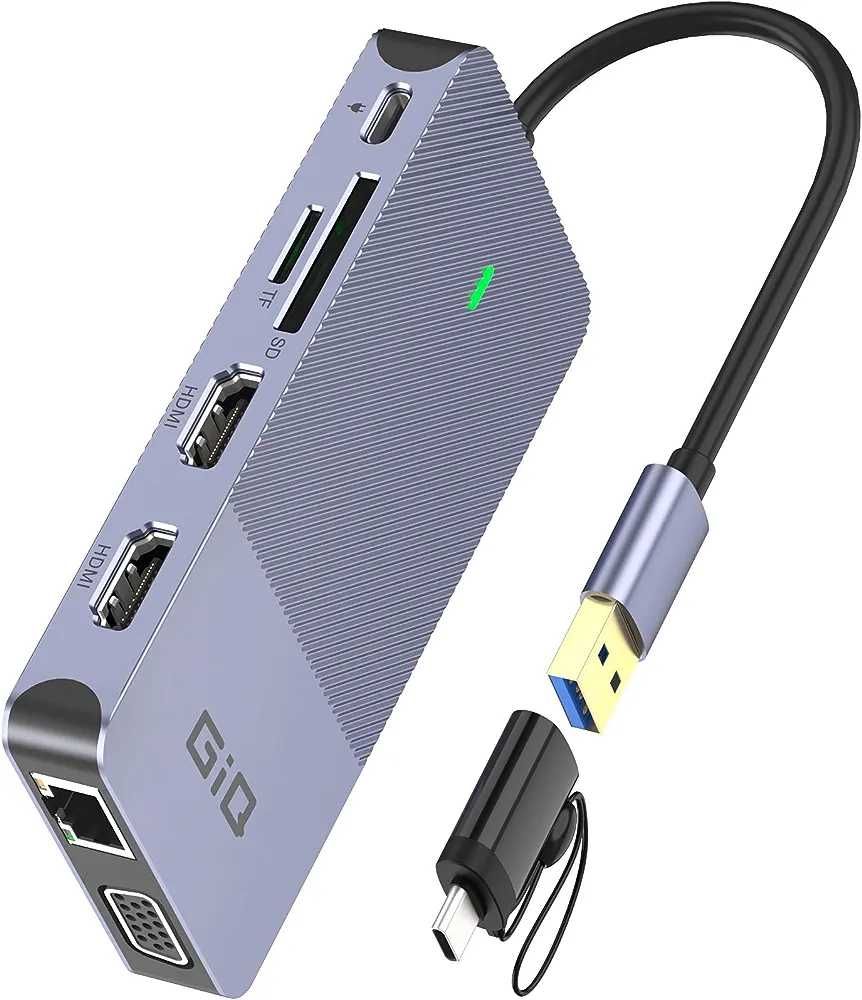 Stacja Dokująca Hub USB 3.0 LAN RJ-45 VGA HDMI USB TYPU-C TF Jack GIQ