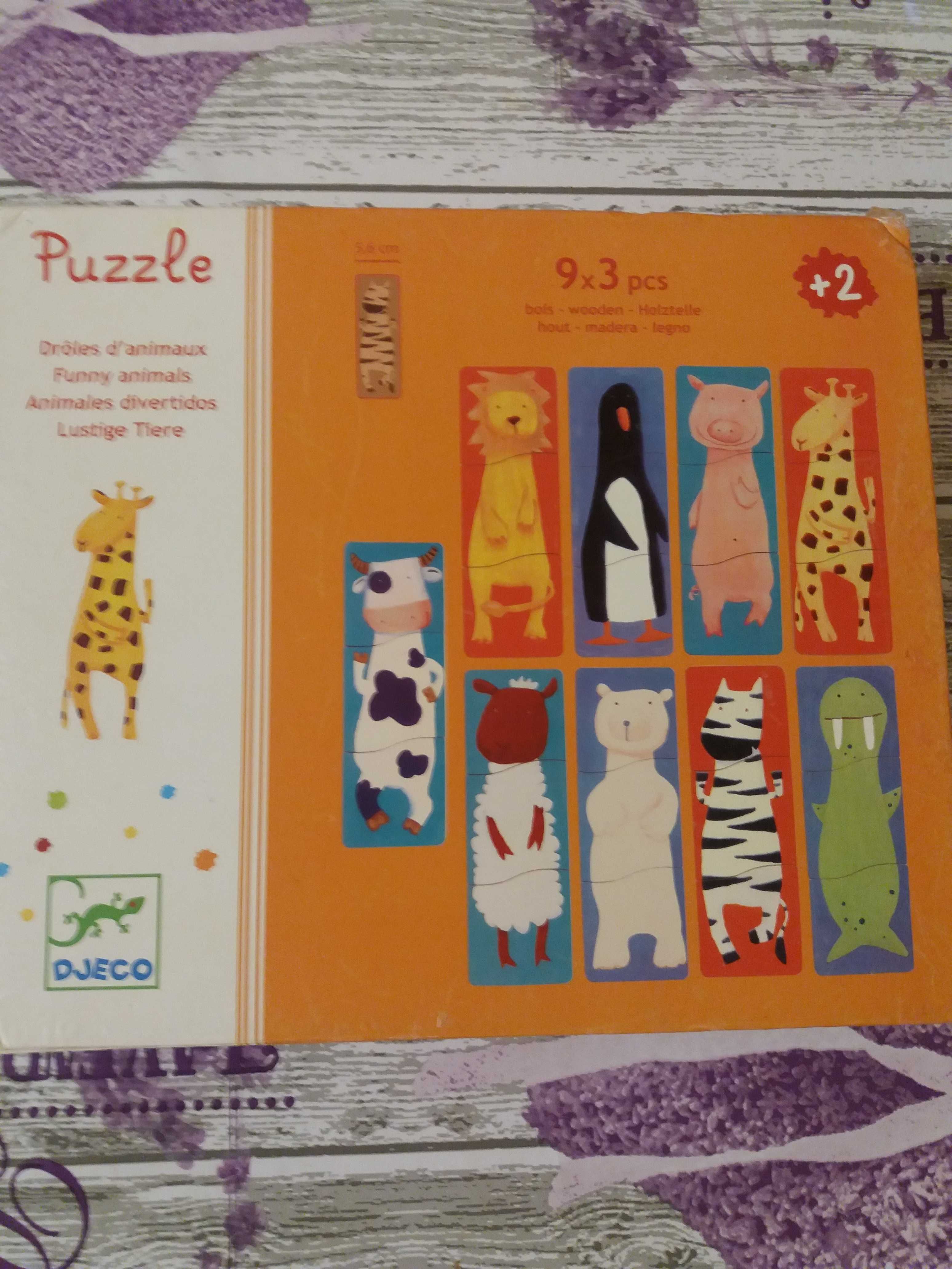 Puzzle drewniane dla dziecka +2. DJECO. 9 układanek.