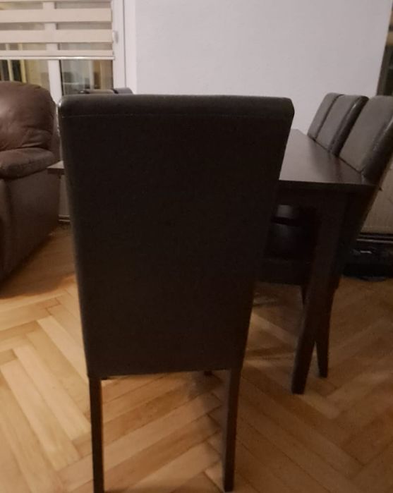 Stół drewniany+6 krzeseł skóra eko.Agata Meble.