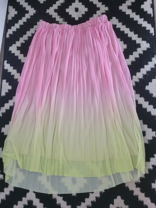 Śliczna neonowa plisowana Spódnica 3/4 cropp  L