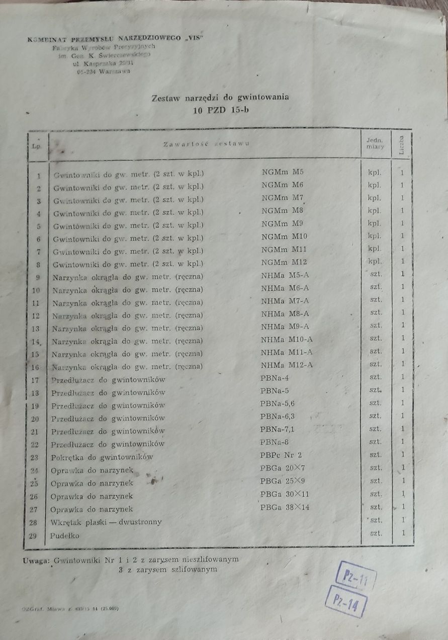 Sprzedam zestaw gwintowniki  i narzynek  PRL