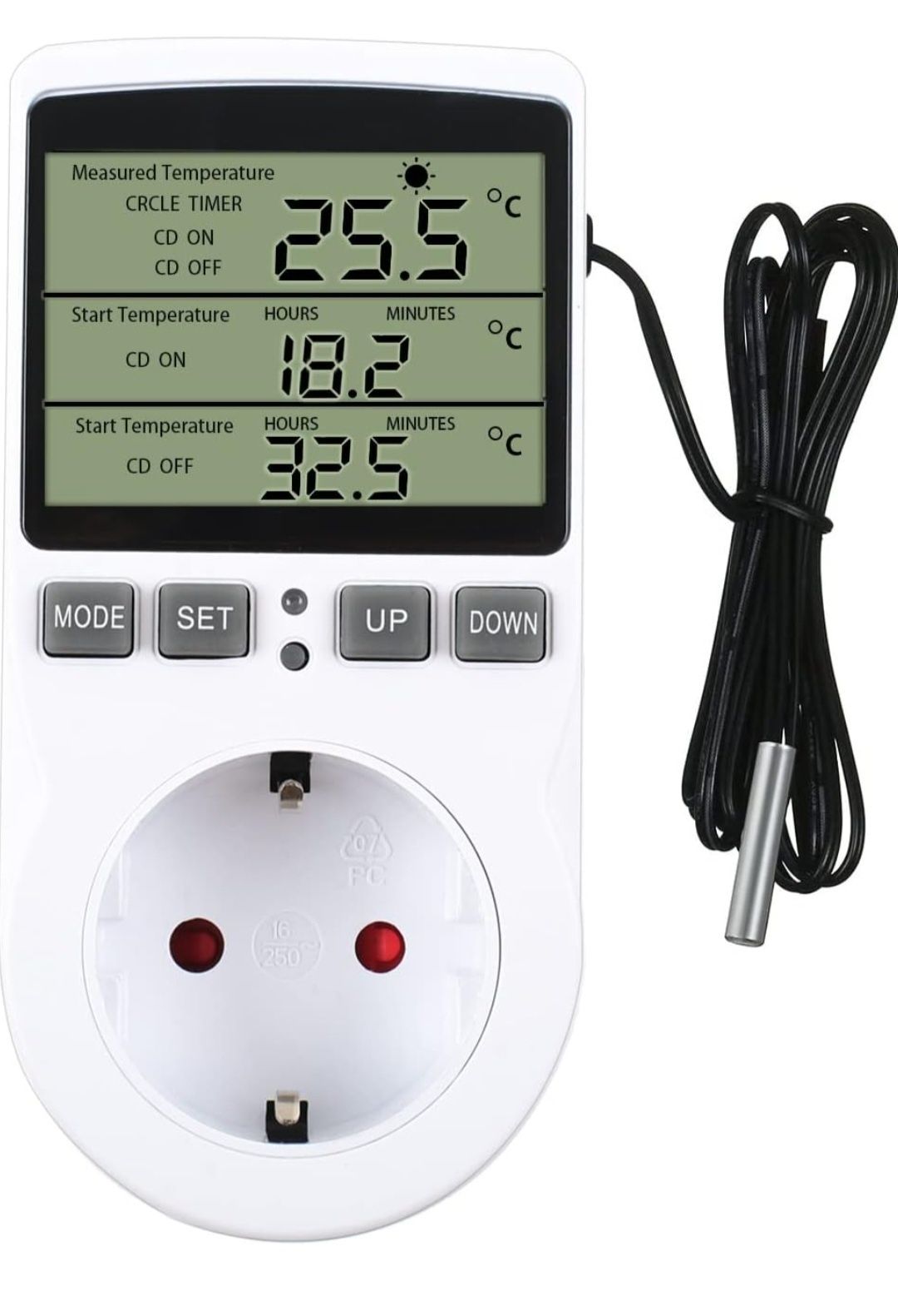 Regulator temperatury 230 V z timerem i sondą, przełącznik termostatu