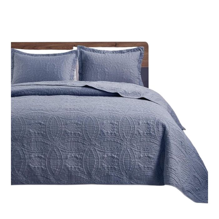 Narzuta na łóżko 240x260 cm niebieska pikowana