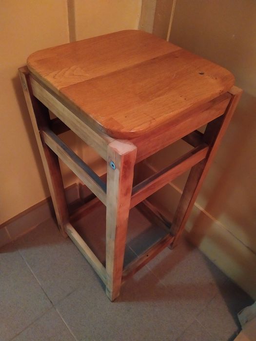 Dębowy Rustykalny Taboret Stołek Drewniany Lite Drewno