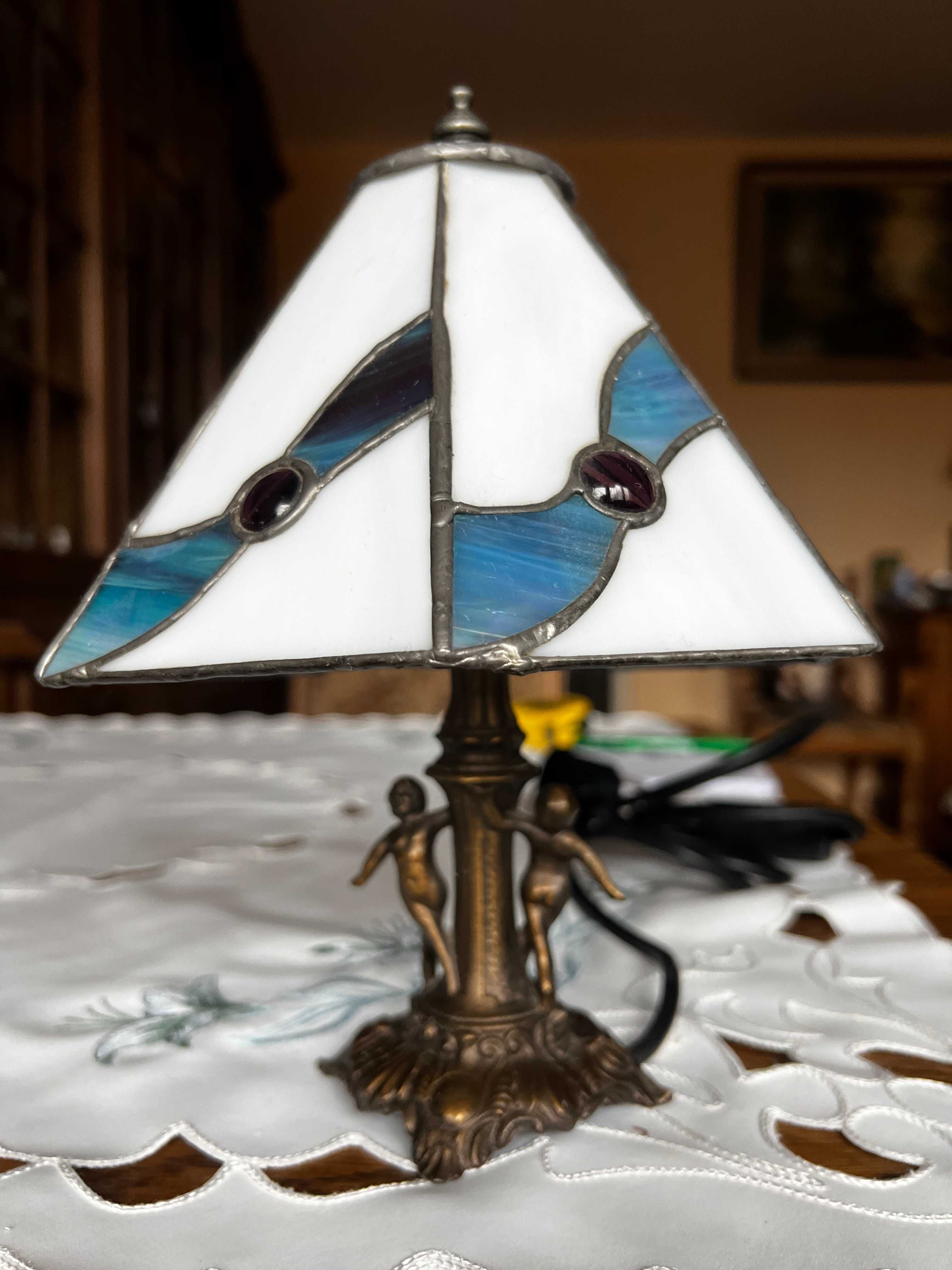 Lampka mala nocna, biurkowa witrażowa Tiffany