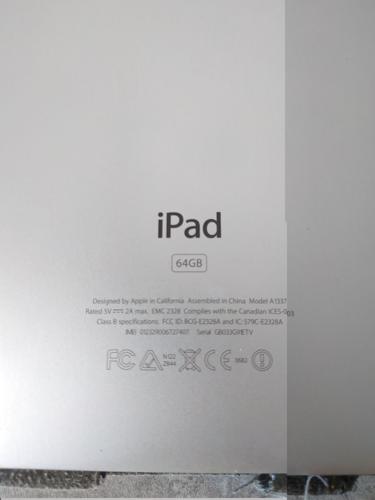 Apple iPad Model: A1337 64Gb 3G + WiFi