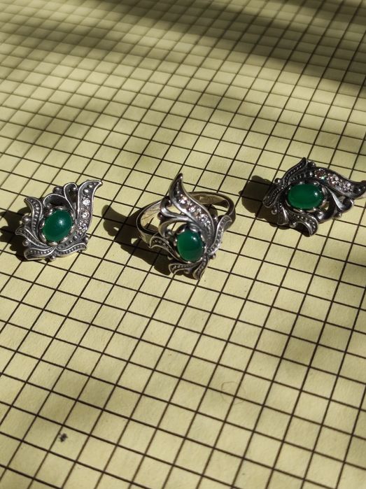 Набор кольцо и серьги серебро 925