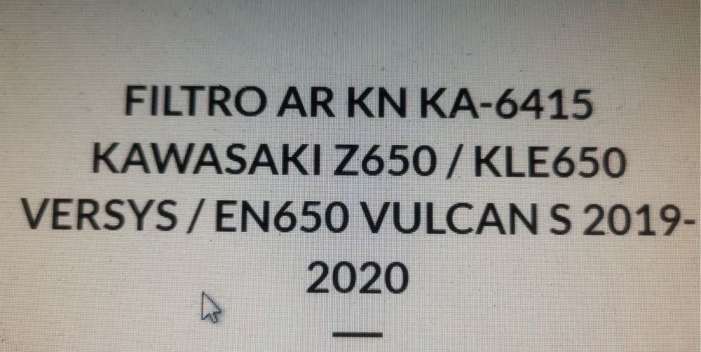 Filtro de Ar KN Versys650/Z650/Vulcan650