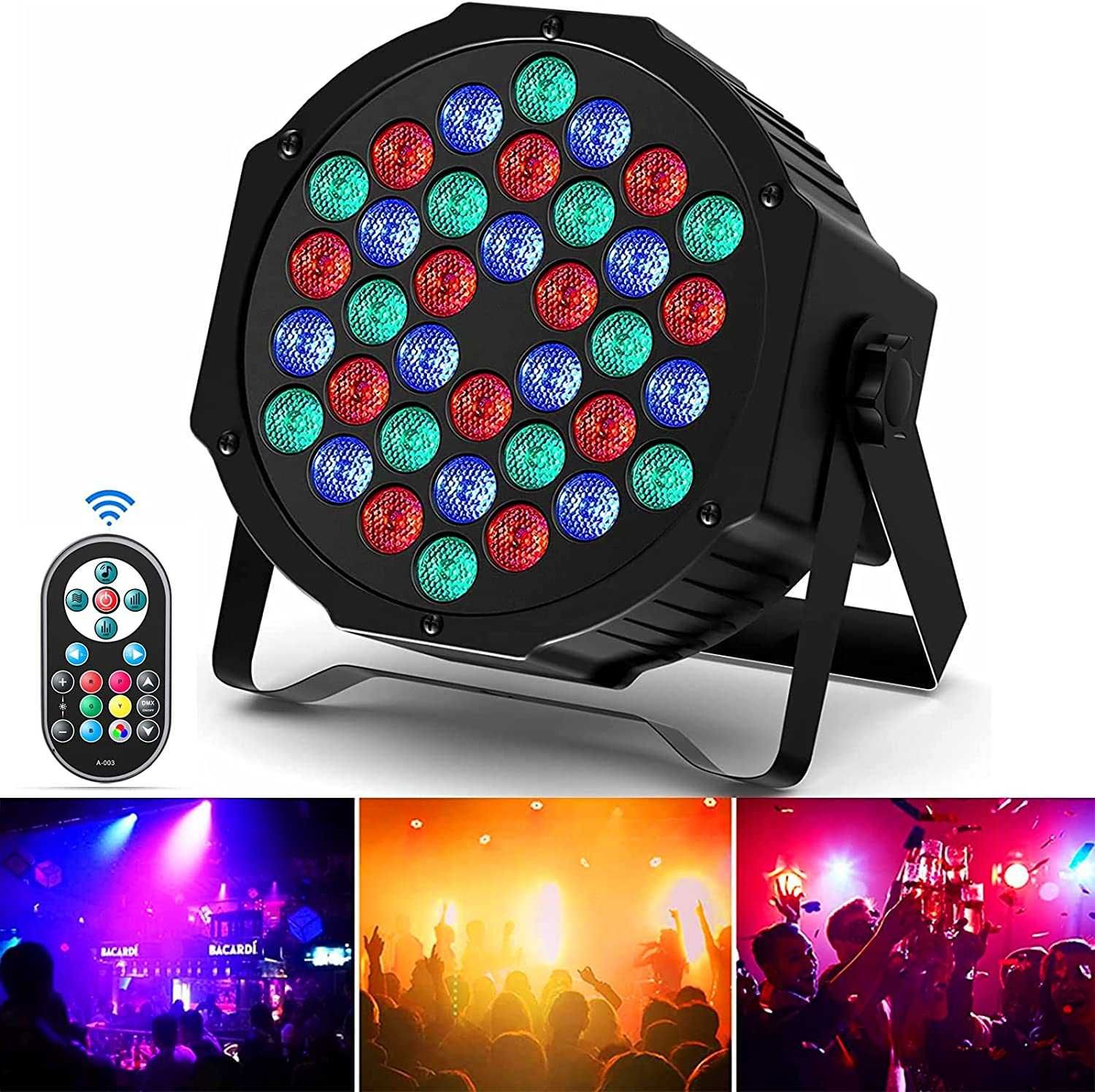 LED PAR Slim 36x1W RGB + PILOT DMX okazja super oświetlenie DJ fv