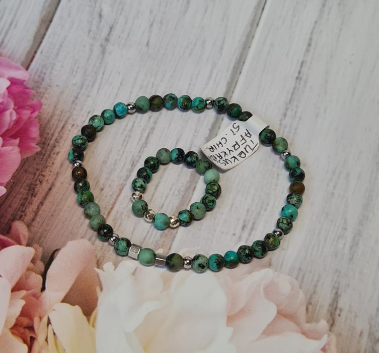 Komplet bransoletka i pierścionek, turkus afrykański