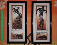 Вышитая "крестиком" картина-дуплекс "Африканка и Африканец"