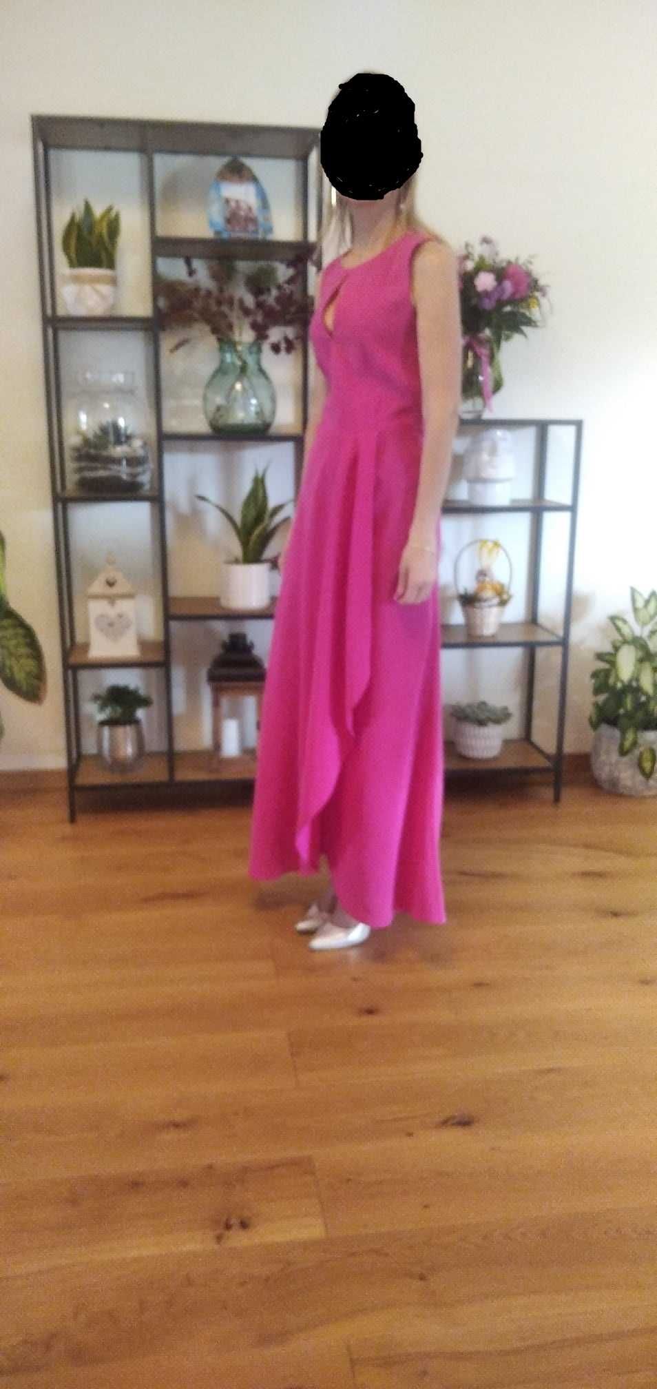 Długa elegancka sukienka z kokardą Taranko