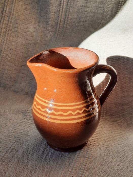 Dzbanek gliniany rustykalny do mleka wiejski vintage