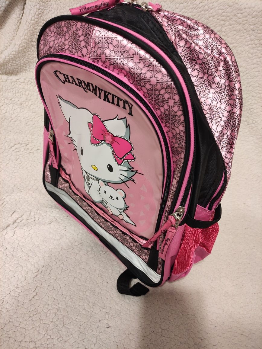 Plecak szkolny z kotkiem, z kotem różowy